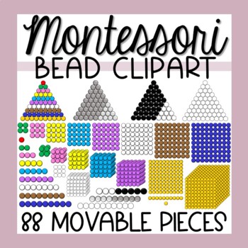 Preview of Montessori Bead Clipart Bundle - Bead Bars, Golden Beads, Squares, Cubes, & More