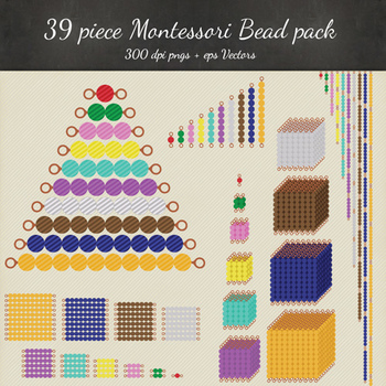 Preview of Montessori Beads Clipart Vector & Printables