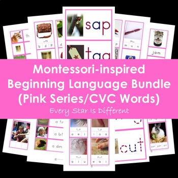 Preview of Montessori Beginning Language Bundle (Pink Series/CVC Words)