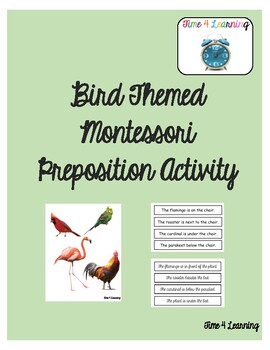 Preview of Montessori Bird Themed Preposition Activity