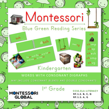 Preview of Montessori Blue Green Reading Series | Consonant Digraphs