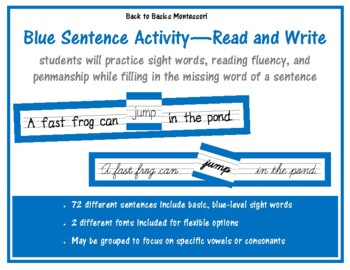 Preview of Montessori Blue Level Sentences Read & Write