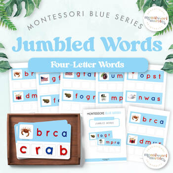 Preview of Montessori Blue Series Jumbled Word Cards | Four-Letter Words