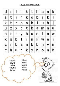 Preview of Montessori Blue Series Words  WordSearch