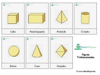 3-D Shapes= *SPANISH* Montessori 3-part cards by Educahogar | TPT