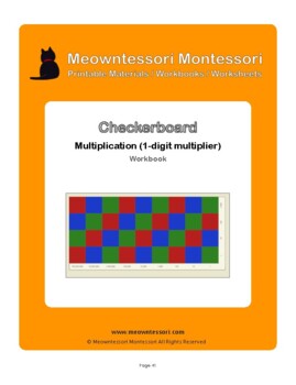 Preview of Montessori Checkerboard Multiplication with 1-digit Multiplier Workbook