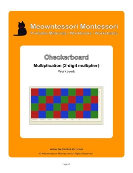 Preview of Montessori Checkerboard Multiplication with 2-digit Multiplier Workbook