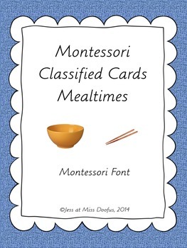 Preview of Montessori Classified 3 Part Cards Basic Eating Mealtimes 12 Cards