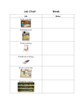 Preview of Montessori Classroom Cleanup Job Chart