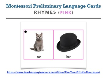 Preview of Montessori Preliminary Language Materials - RHYMES (pink)