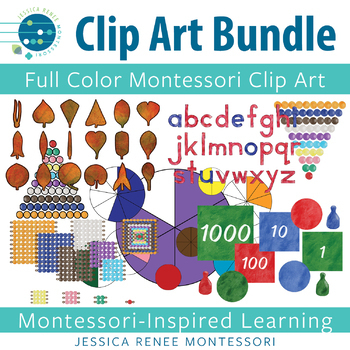 Preview of Montessori Clip Art Bundle: Math Images for Bead Stair, Fractions, Stamp Game