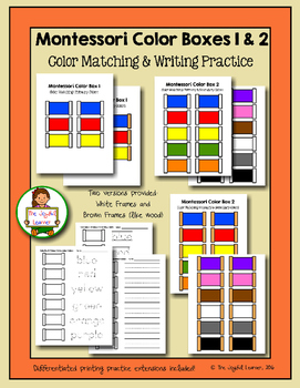 Preview of Montessori Color Tablets, Boxes 1 & 2 (Color Matching & Writing Practice)
