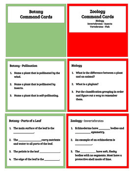 Preview of Montessori Command Cards - (Botany/Zoology)
