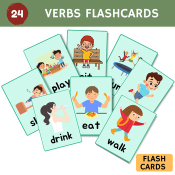 Preview of Montessori Common English Verbs Printable Flashcards