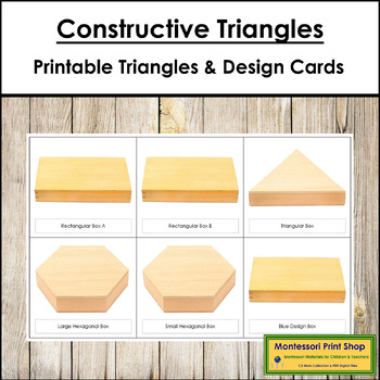 Preview of Montessori Constructive Triangles Bundle -6 boxes, 40 design cards, instructions
