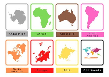 Preview of Montessori Continent 2 Part Cards
