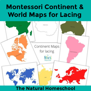 Preview of Montessori Continent & World Maps for Lacing