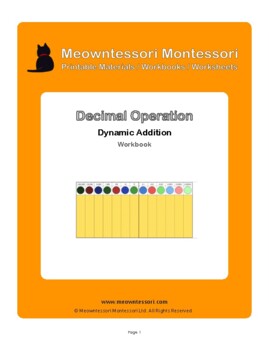 Preview of Montessori Decimal Addition (Dynamic) Workbook
