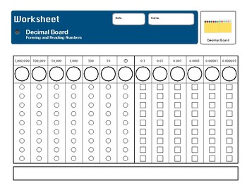 Preview of Montessori Decimal Board Forming and Reading Numbers Worksheet
