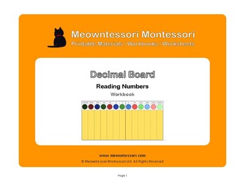 Preview of Montessori Decimal Board (Reading Numbers) Workbook