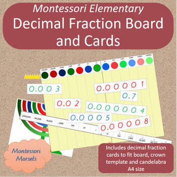 Preview of Montessori Decimal Fraction Board and Cards