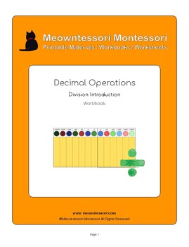 Preview of Montessori Decimal Operation: Division Introduction Workbook
