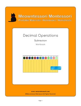 Preview of Montessori Decimal Operation: Subtraction Workbook