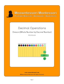 Preview of Montessori Decimal Operation: Whole Number Divided by Decimal Workbook