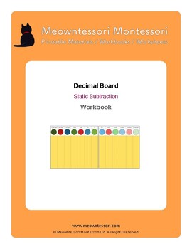 Preview of Montessori Decimal Subtraction​ Workbook