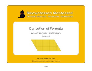 Preview of Montessori Derivation of Formula: Area of Common Parallelogram Workbook