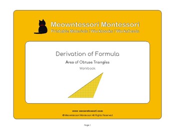 Preview of Montessori Derivation of Formula: Area of Obtuse Triangle Workbook