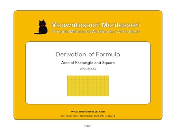 Preview of Montessori Derivation of Formula: Area of Rectangle and Square Workbook