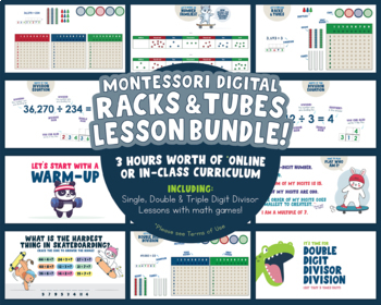 Preview of Montessori Racks and Tubes Digital Math Lesson BUNDLE | Long Division Lessons