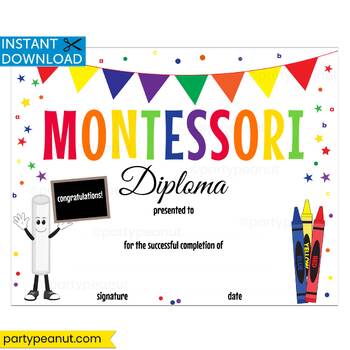 Preview of Montessori Diploma Montessori Graduation Certificate School Printable