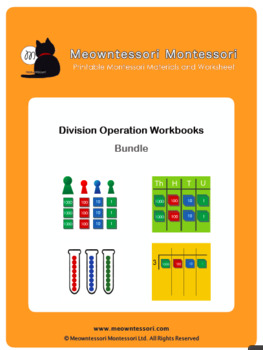 Preview of Montessori Division Operation Workbooks Bundle