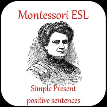 Preview of Montessori EFL/ESL - simple present positive sentences (A4)