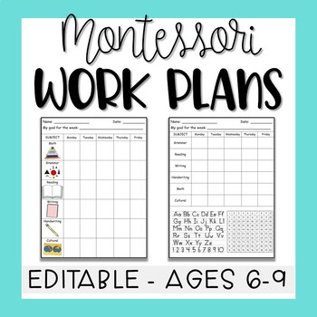 Preview of Montessori Elementary 6-9 Work Plans - Editable