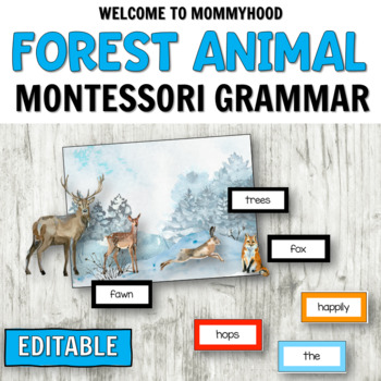 Preview of Montessori Elementary Grammar: Winter Forest Animal Grammar Farm
