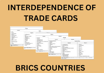 Preview of Montessori Elementary Interdependence of Trade Cards: BRICS Countries