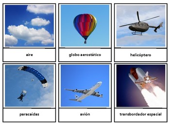 Montessori en Español Land Water Air Transportation 3 Part Cards