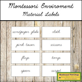 Montessori Environment & Material Labels (cursive)