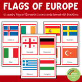 Montessori European Flags in 3 Part Cards and Blackline Masters