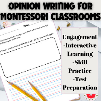 Preview of 3rd grade Montessori opinion writing prompts worksheets and graphic organizer