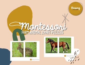 Preview of Montessori Farm Animal 2 Part Puzzles