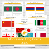 Montessori Flags Of Asia - 3 part cards and mini flags for maps