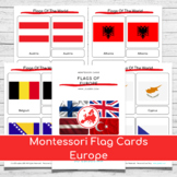 Montessori Flags Of Europe - 3 part cards and mini flags for maps
