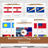 Montessori Flags Of Oceania - 3 part cards and mini flags 