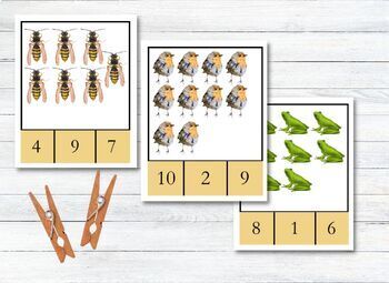 Preview of Montessori Flashcards, Number Matching, Hands On Math, Numbers, Garden Creators