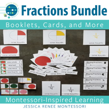 Preview of Montessori Fraction Bundle: Sorting, Ordering, Naming, Card & Booklet Activities