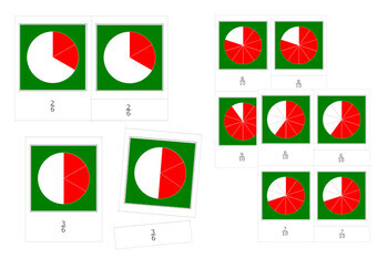 Preview of Montessori Fraction Circles 3-Part Cards